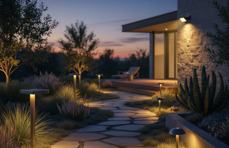 Solar panel outdoor lights
