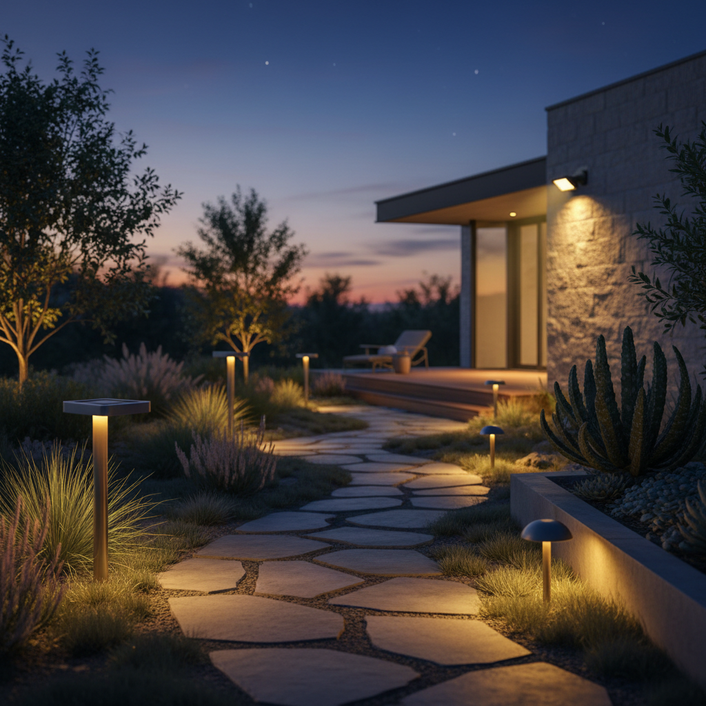 Solar panel outdoor lights